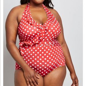 ModCloth Bathing Suit One Piece Polka Dot Red